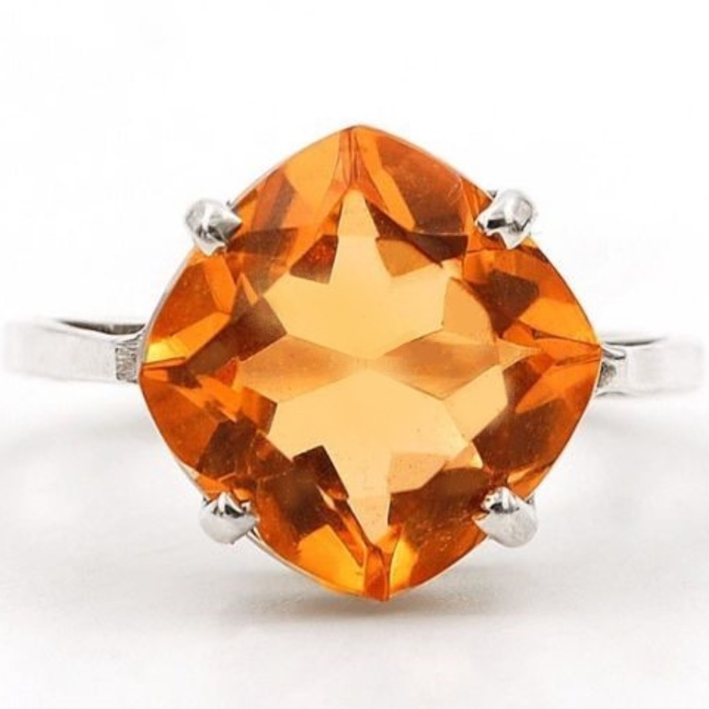 6CT Golden Citrine 925 Sterling Silver Ring 8